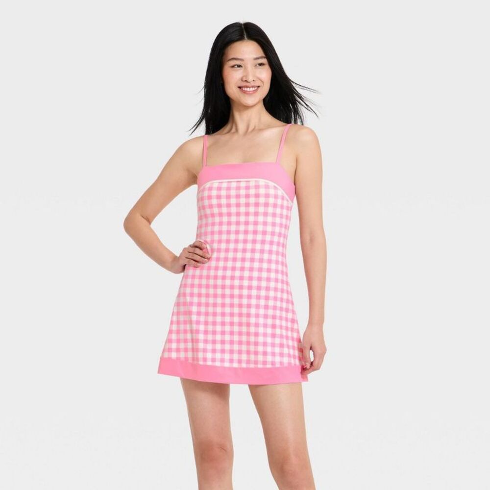 Women's Everyday Soft Active Court Dress - All In Motion Pink Gingham XL